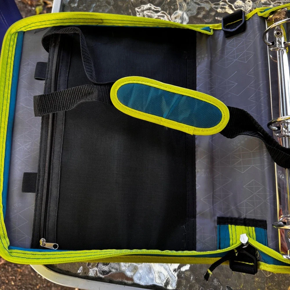 New Five Star Zipper Binder Teal Green 3 Ring Pencil Pouch Shoulder‎ Strap